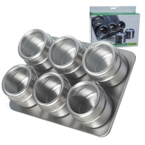Portaspezie magnetico 40648 6 vani con vassoino acciaio inox